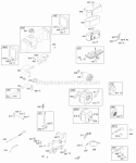 Controls Muffler Fuel Air Cleaner Diagram and Parts List for 198707-0144-E1  Briggs and Stratton Engine